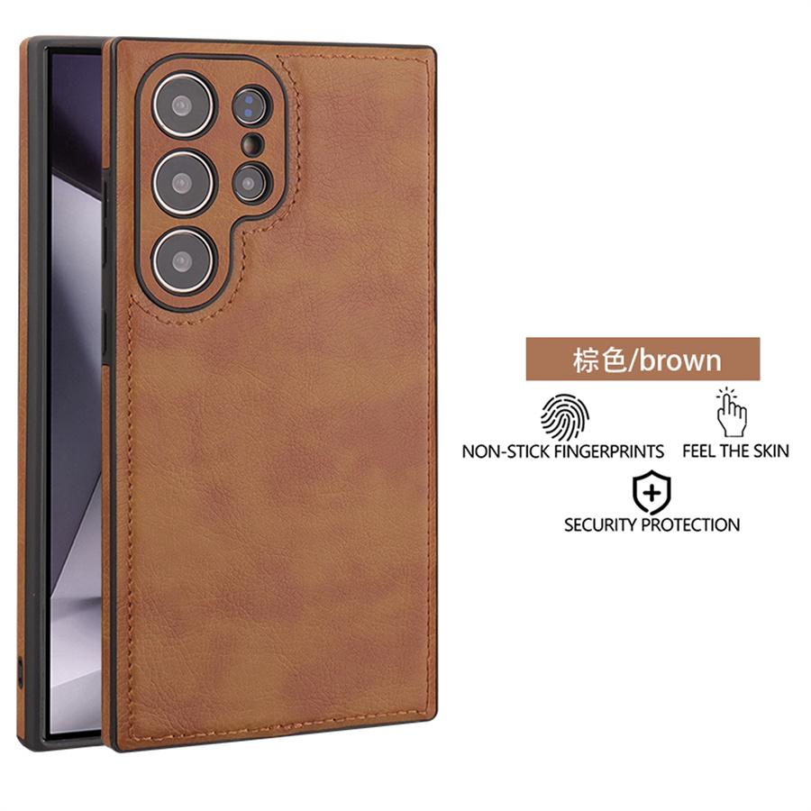 

Роскошный кожаный чехол для Samsung Galaxy S25 Ultra S24 Plus S24+ S23 S23Ultra S25Ultra с защитой объектива камеры, чехол for Galaxy S25 Ultra коричневый