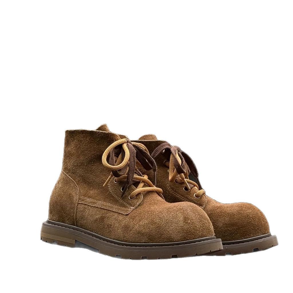 2025 autumn new British style handsome Martin boots women's leather retro outdoor bumblebee lace-up inner height-increasing short boots