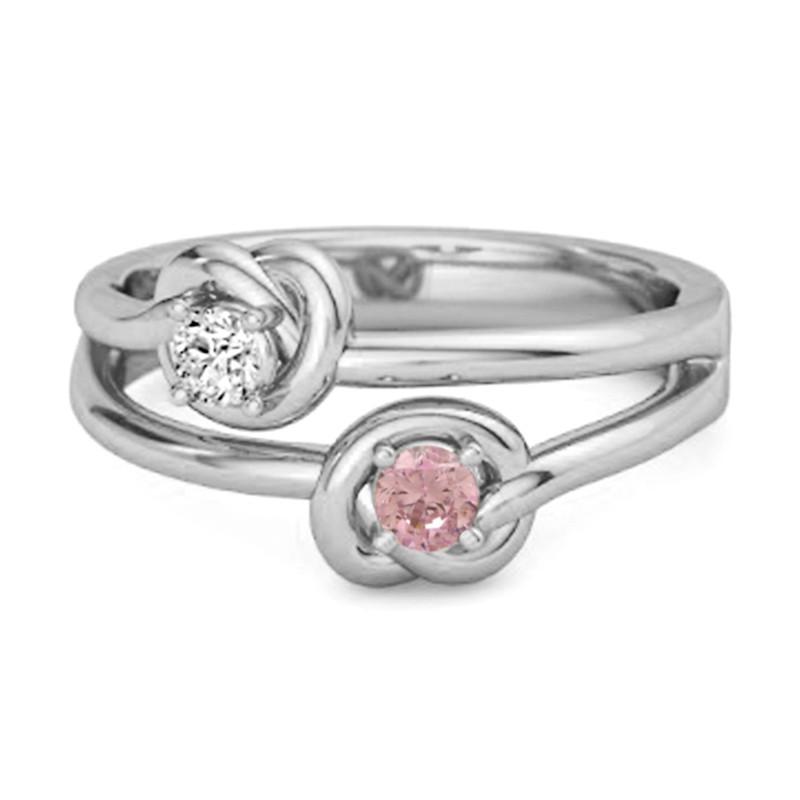 

925 Sterling Silver Pink Topaz Infinity Knot Bypass Women Wedding Ring 8.5 біле золото кольору