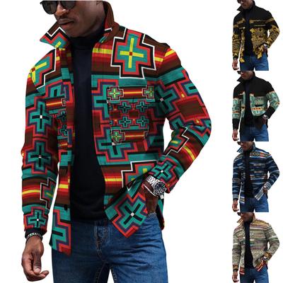 Men's Fashion Trend Daily Casual Printed Long Sleeve Button Down Jacket