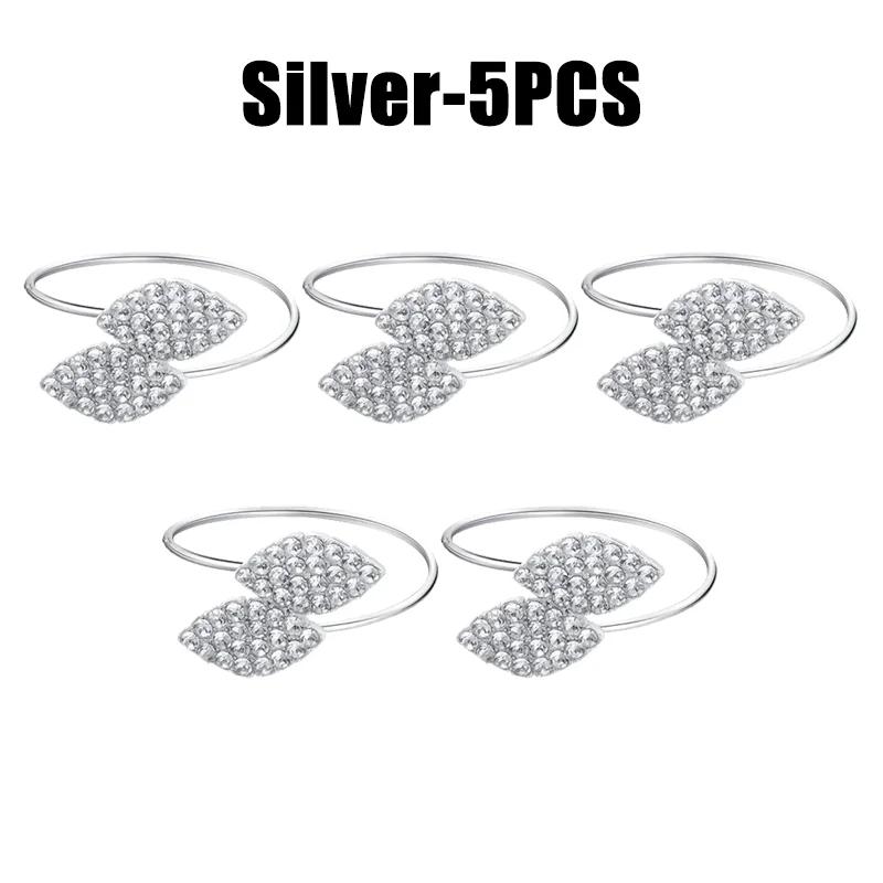 1-50PCS Leaves Napkin Rings Elegant Gold Sliver Leaf Napkin Buckles Holder for Birthday Wedding Party Dinner Table Decor