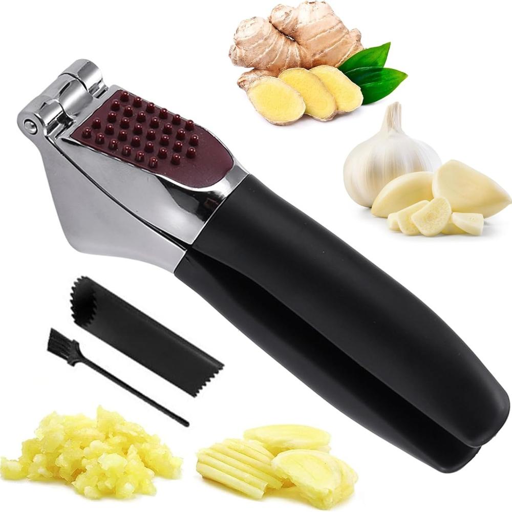 

Garlic Crusher Garlic Press Heavy Duty Garlic Mincer Ginger Presser Sturdy Kitchen Garlic Crusher with Ergonomic Handle, Garlic Slicer & Grinder Crush чёрный