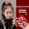 Children's Flocked Flower Red Hair Ties for Autumn/Winter - Non-Damaging Elastic Ponytail Accessories