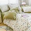 Washed Cotton and Linen Four-piece Set, Double-layer Yarn Quilt Cover, Bed Sheet, Dormitory Three-piece Set, Bedding