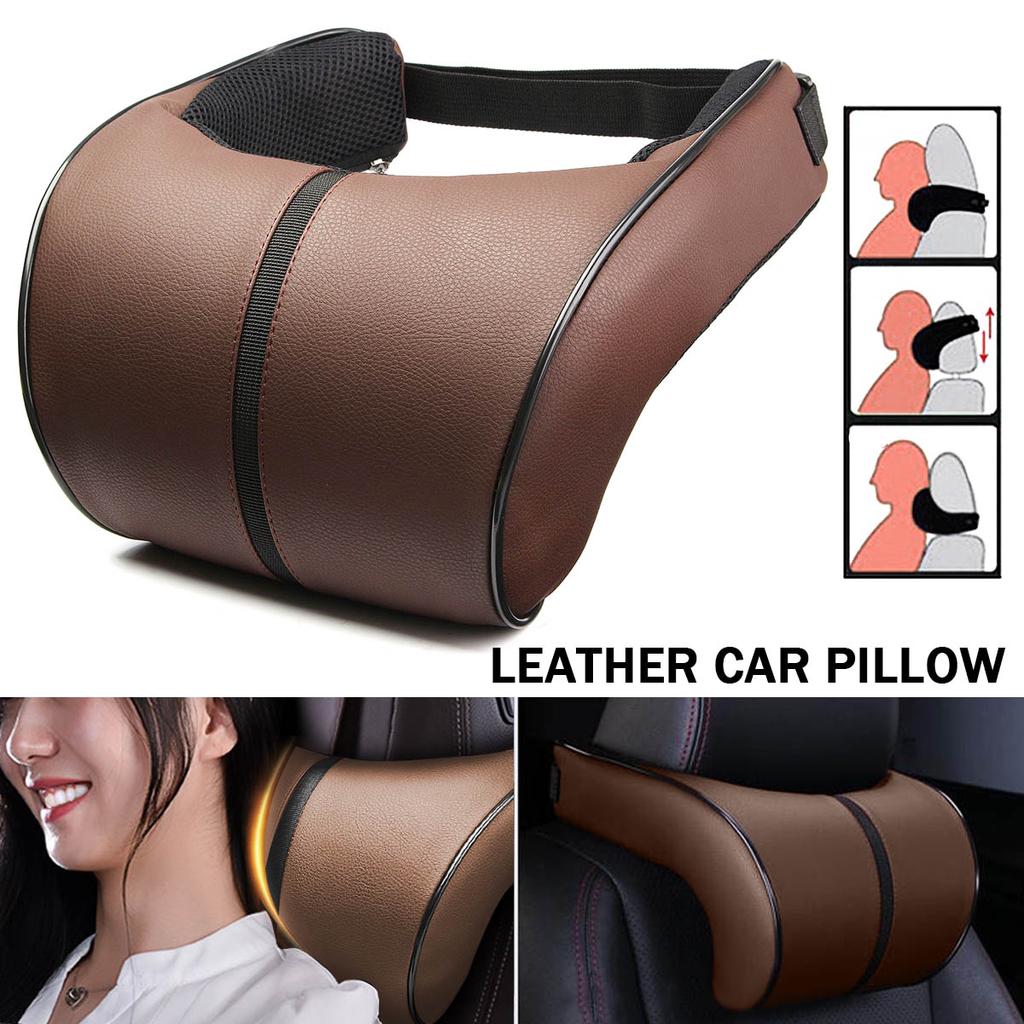 Adjustable Car Headrest Neck Pillow Faux Leather Auto Seat Headrest