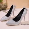 Fashion Luxury Bling Thin Heels Women's Pumps Summer 2025 Fashion Bow Pointed Toe Weeding Ladies Pumps Shoes Solid High Heel Woman