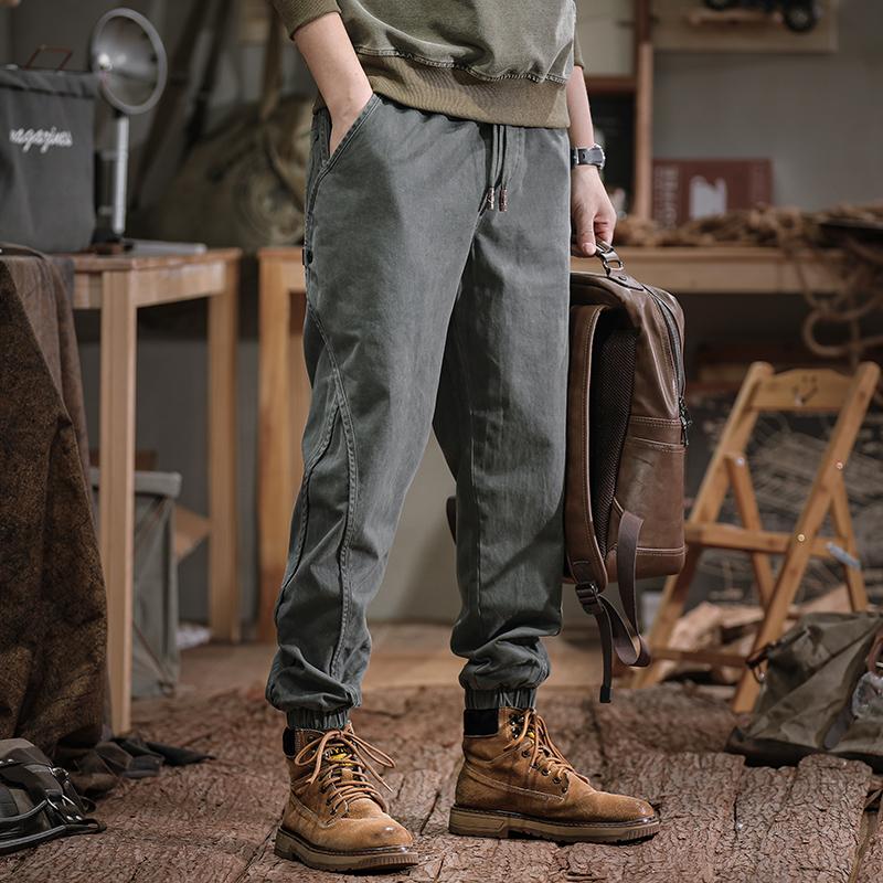 Men's casual pants spring new Korean version trendy brand loose cotton leggings overalls men's clothing ruffian handsome Harlan pants