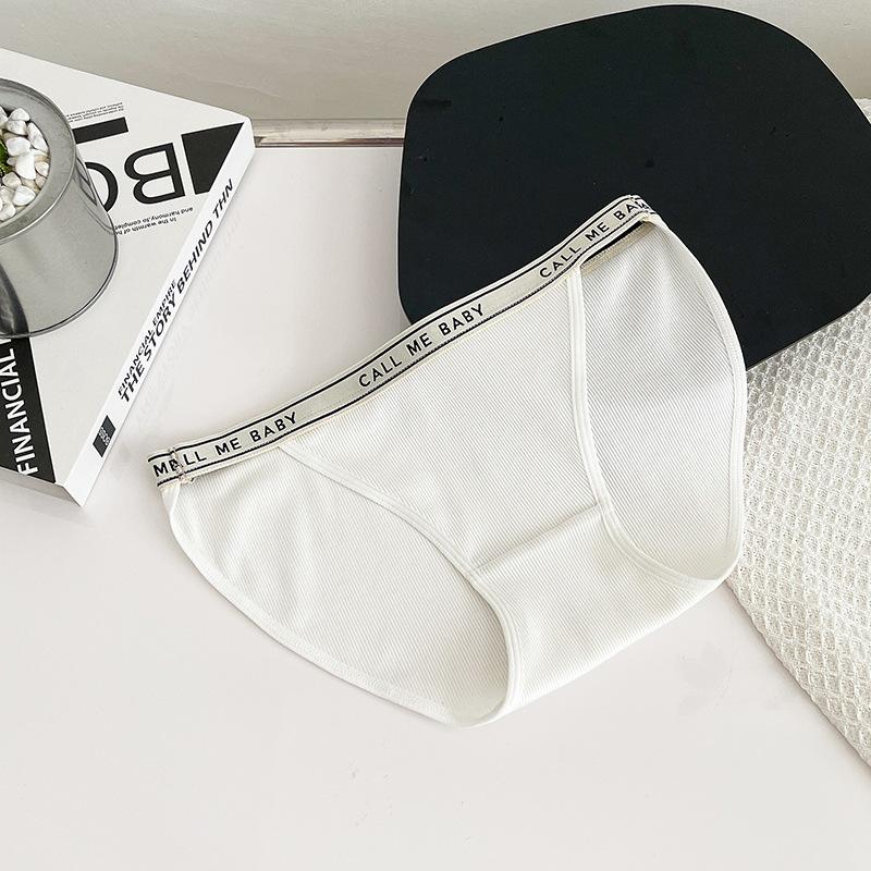 Sports Style Lingerie Minimalist High Slit Thread  Knickers Girls' Mid Waist Underwear Panties