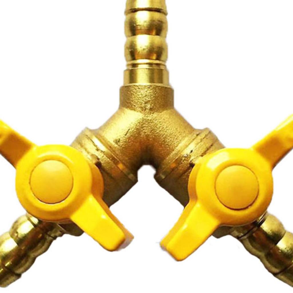 4-Point Y-Type Gas Valve Diverter & Flow Regulating Copper Ball Connector