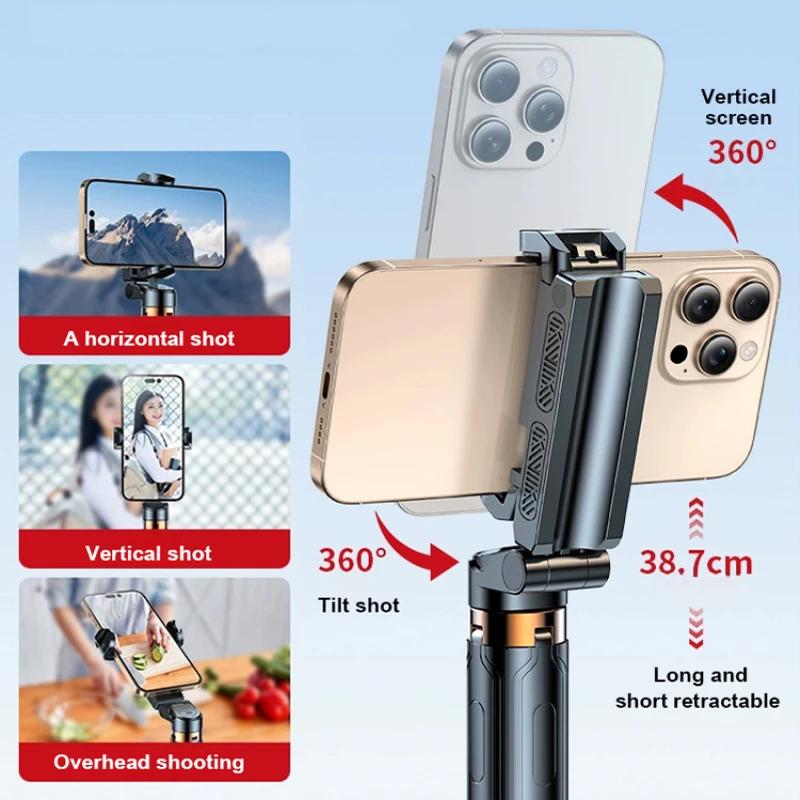 Mini Selfie-Stick Tragbarer Handyhalter Aufnahmehilfe Vielseitiges Integriertes Design Bluetooth-Fernbedienung Für Live-Übertragun
