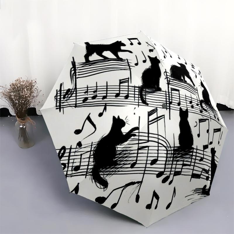 1PC Musical notes Umbrella Portable Folding Umbrella Iron Frame Hole Bone Structure Outdoor Home Umbrella A1