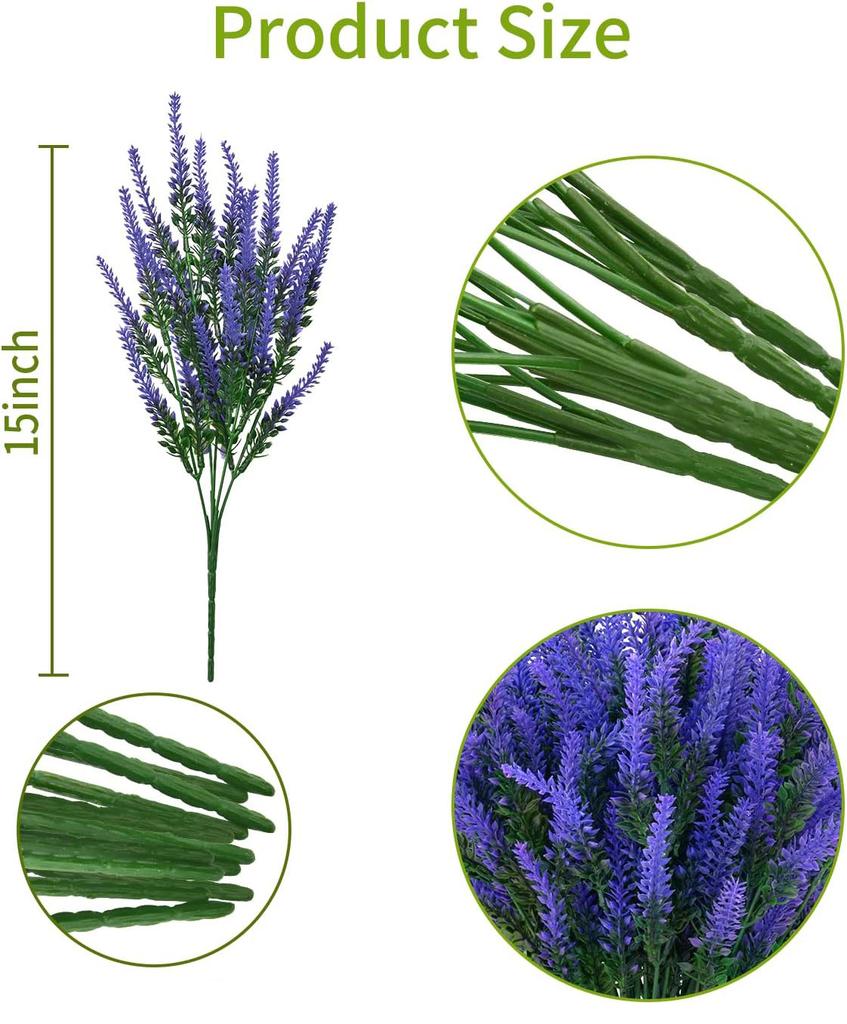 Artificial Green Plant Fake Flower Lavender Simulated Green Plant Home Decoration Plant Outdoor Pastoral Style Bundle
