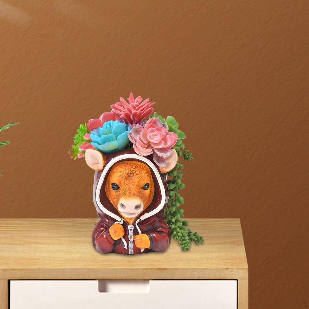 Pot Desk Artwork Flower Container Animal Head Statue Decoration