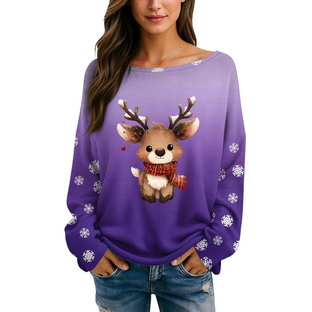 Womens  Fall Sweaters Long Sleeve Print Tops Pullover Sweaters Loose Dressy Casual Basic Clothes