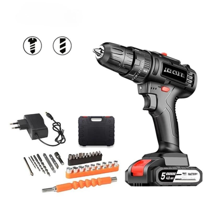 

Аккумуляторная дрель Электрический молоток Ударная 2 аккумулятора С кейсом Отвертка Аксессуары 499V 2 Battery-box