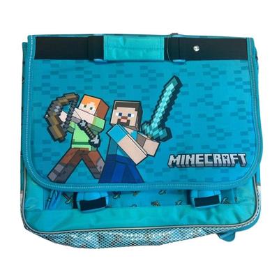 Aktovka Minecraft - 37 cm - Modrá - 2 přihrádky - Polstrované popruhy