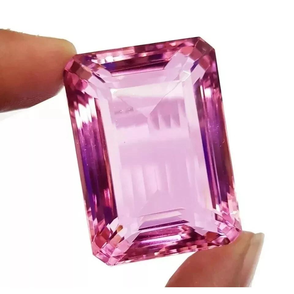 Natural Topaz Pink Brazilian Emerald Cut 100+ Ct VVS Loose Gemstone