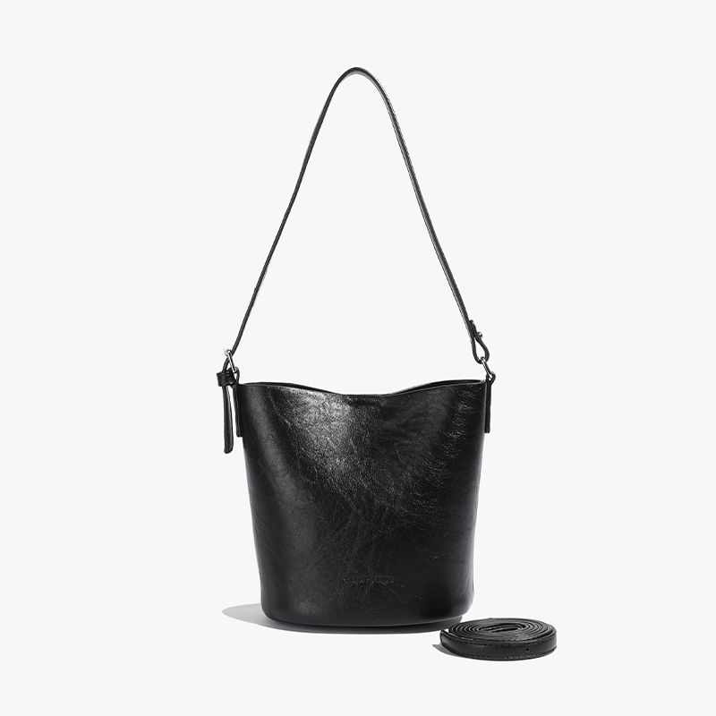 

Fall Retro Fancy One-Shoulder Bucket Bag Small size Black (send small bag)