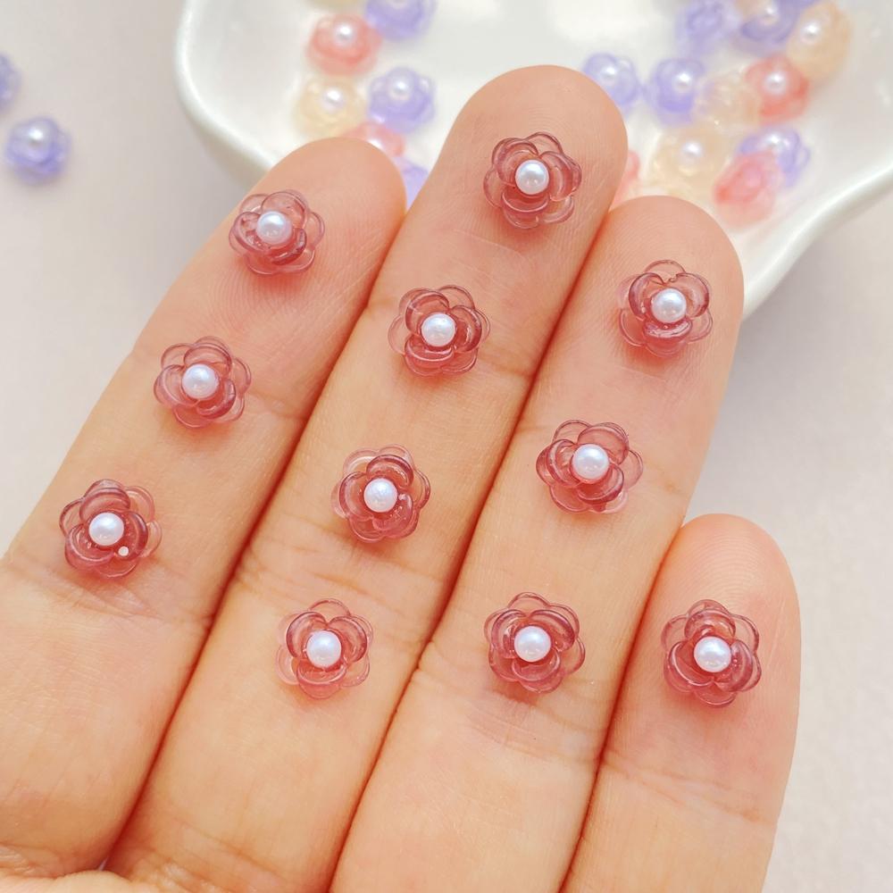 50Pcs Mixed Nail Art Resin Colorful Bead Flower Series Charms Rhinestones DIY Craft For Nail 3D Decorations Jewelry