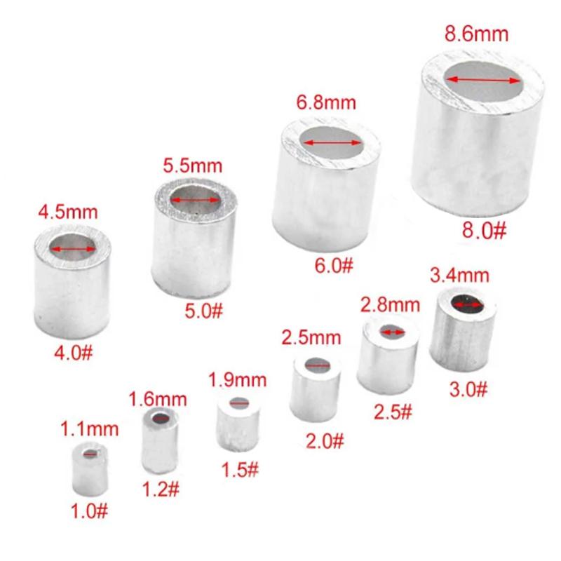 5-500pcs Aluminium Sleeve,Double Hole Cable Crimp Sleeve 8-Shape Aluminum Cable Stopper Crimp Rope Hardware Accessories