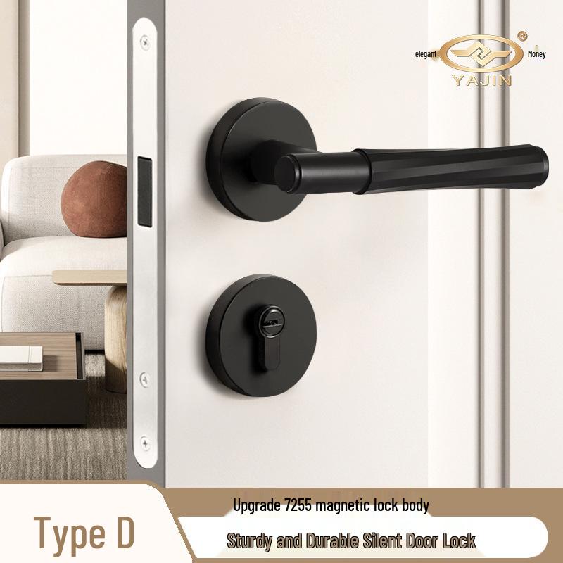 Yajin Zinc Alloy Lever Handle Lock for Indoor Doors, with Key - Modern Design for Bedroom and Bathroom.