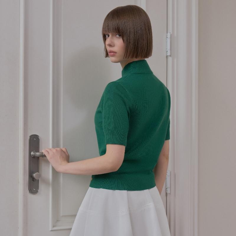 PLAYBOO Cashmere Blend Short Sleeve Knit Forest Green