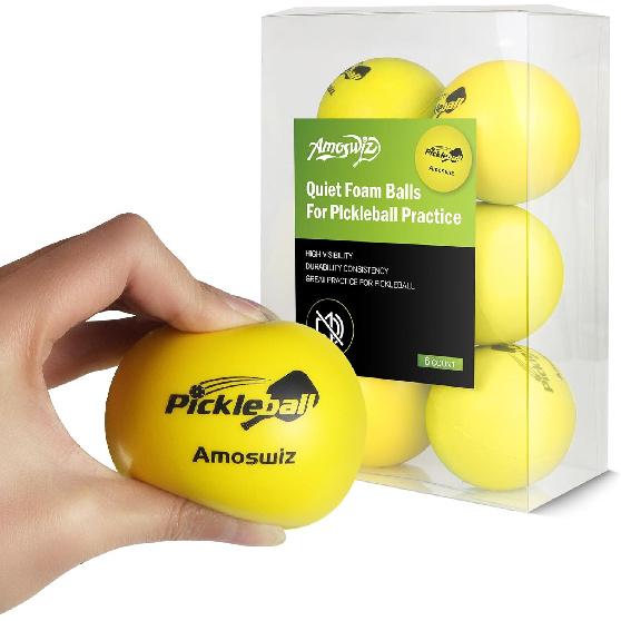 Silent Pickleball Balls, 6 Pack of Quiet Foam Pickleball Balls for Indoor & Outdoor Pickleball Practice, Noise Reducing Soft Pickleball Practice