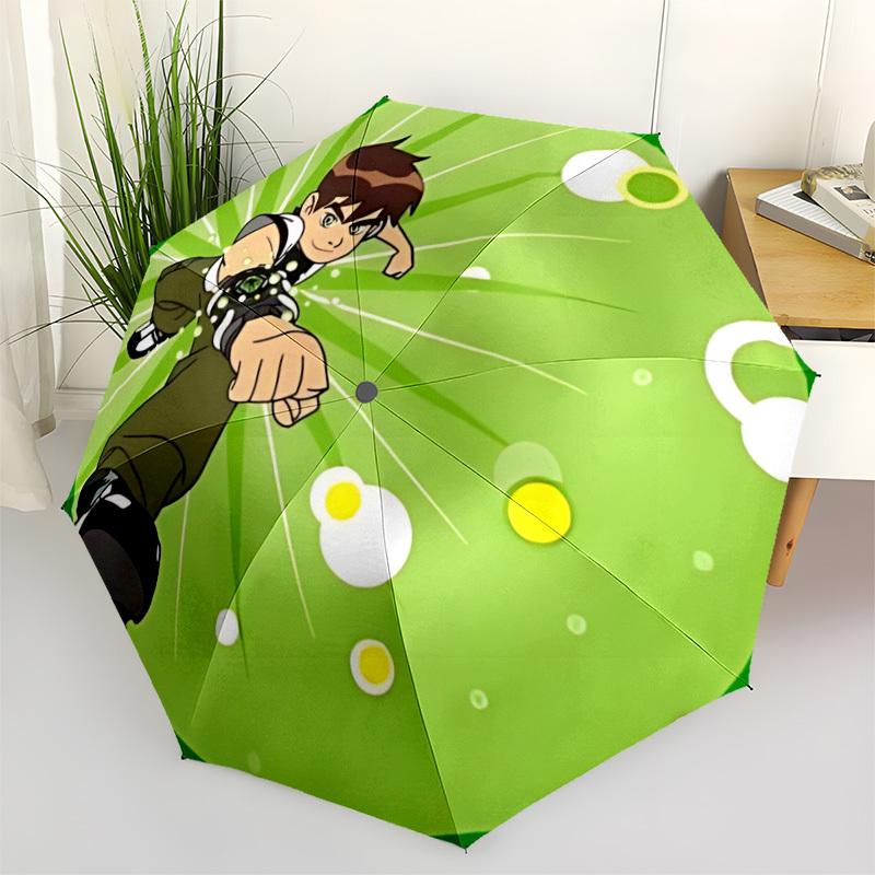 1pc Ben 10 Automatic Folding Personality Personality Umbrella, Portable Collapsible Design, 8-Rib Iron Frame, All-Season Casual Outdoor Accessory for