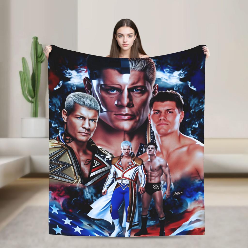 Super Soft Blanket Camping Cody Rhodes  Vintage Throw Blanket  Flannel Bedspread For Bedroom Street Trend Sofa Bed Cover