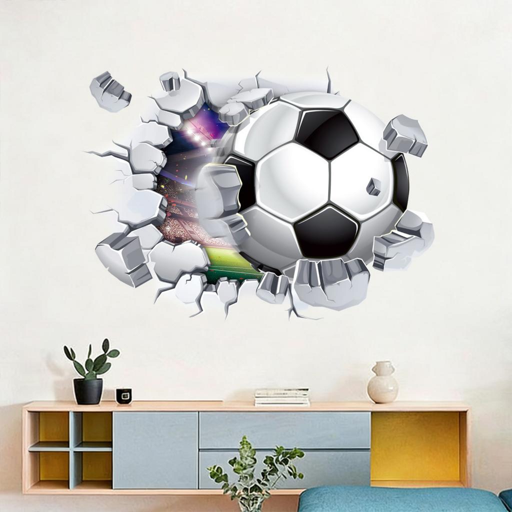 3D Football Wall Stickers,Football Wall Decals For Boys Room,Soccer Football Wall Art Decal For Boys Bedroom Soccer Room Decoration