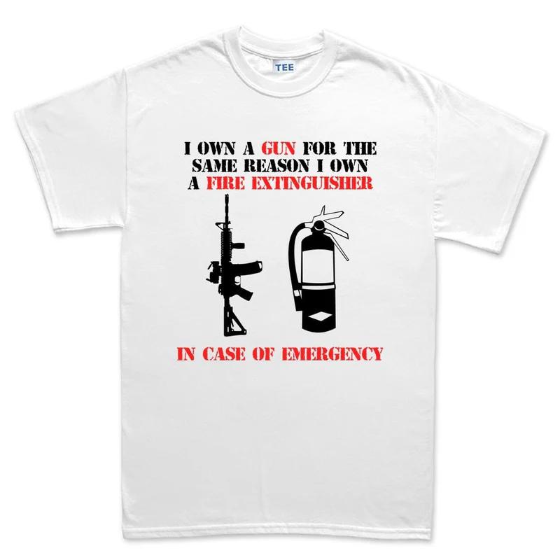

White Cotton T Shirt Gun Fire Extinguisher Unisexs Casual Athletic Workout Style M