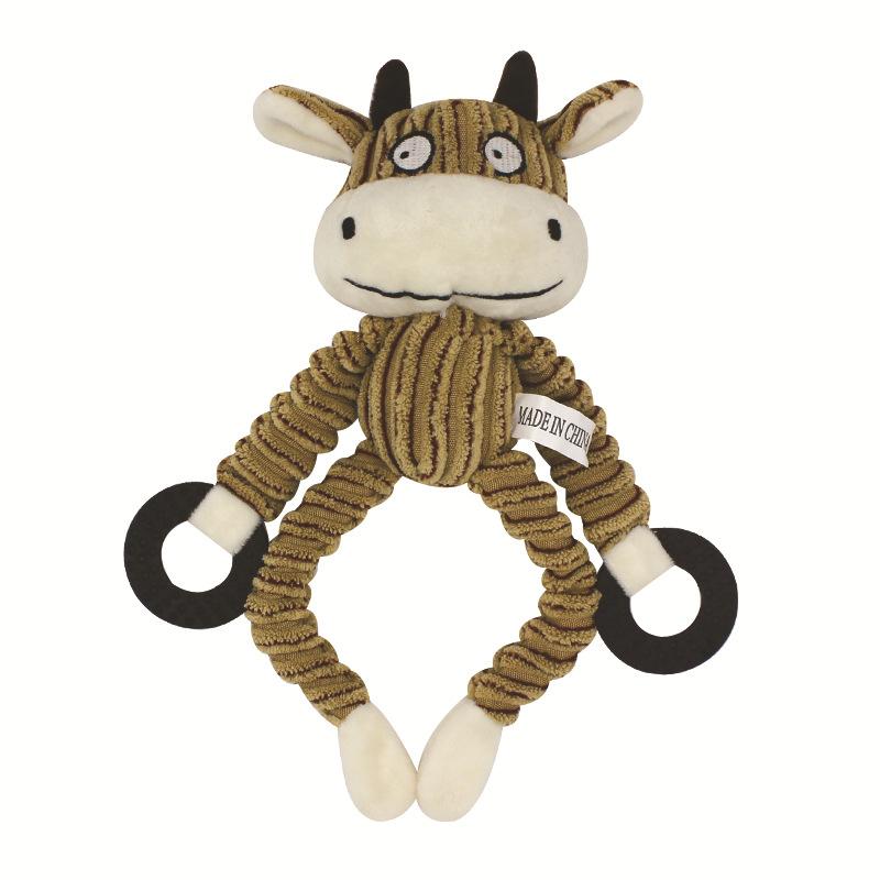 Cute Monkey Plush Squeaky Toy Soft Corduroy Pet Chew Toy for Puppy Interactive Tug