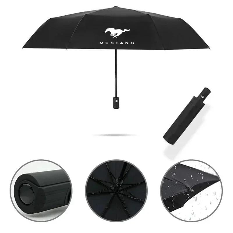 

New 2026 Car Sticker For Ford Automatic Umbrella Rain Wind Resistant Umbrella Portable Anti-UV Sun Umbrella For Ford Mustang GT
