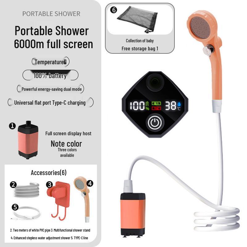 Portable Outdoor Electric Shower Set with Charging Shower Head and Tent