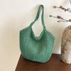 Woven Tote Bag With Zipper Closure For Beach And Travel Use