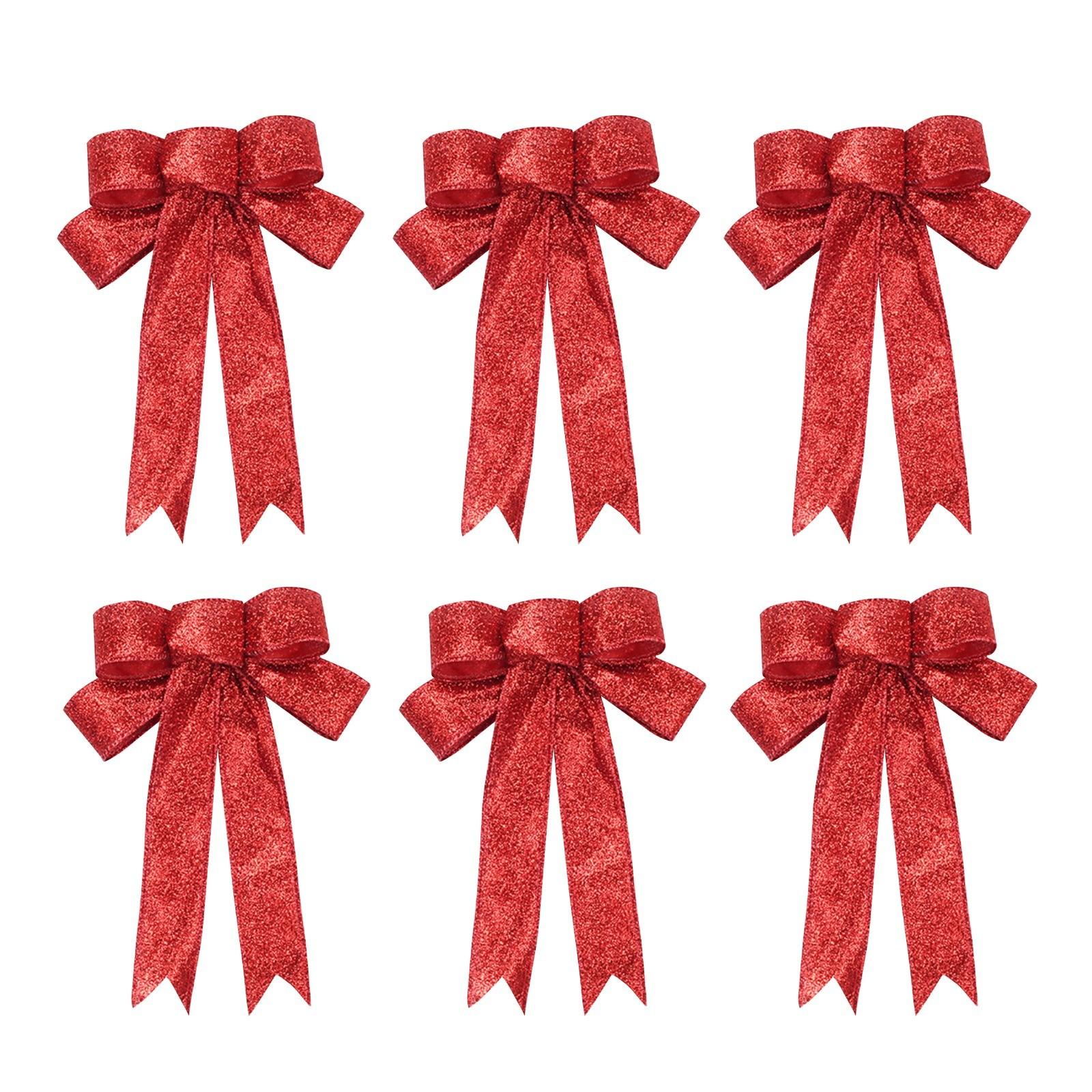 

Набор из 6 штук 23 см золотистого лука-шалота с застежкой-молнией, рождественские украшения, подвеска для украшения рождественской елки, рождественский бант One Size красный