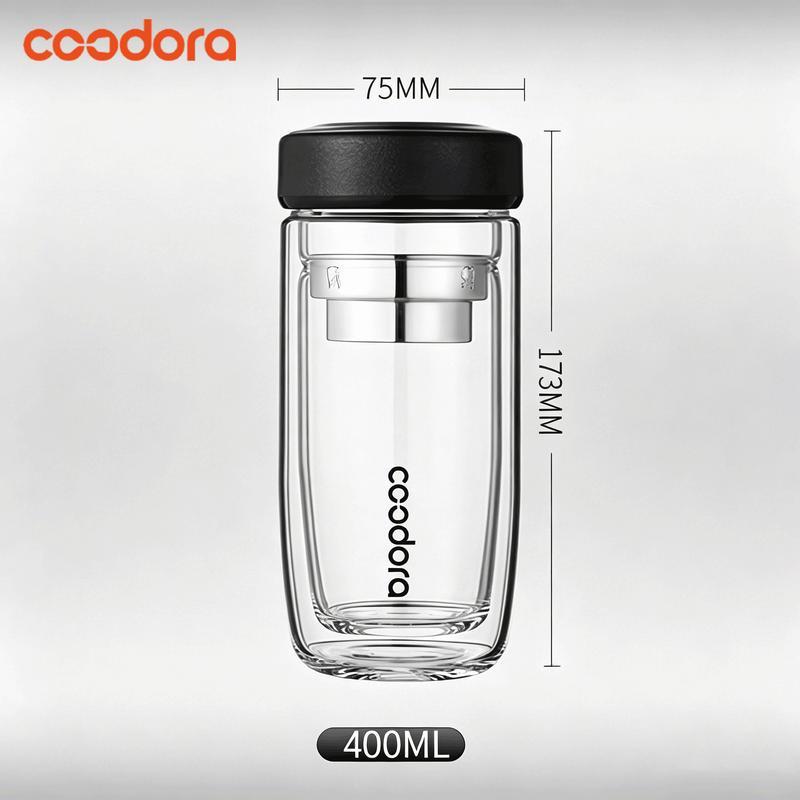 Двухслойная стеклянная чашка для чая COODORA из высокоборосиликатного стекла