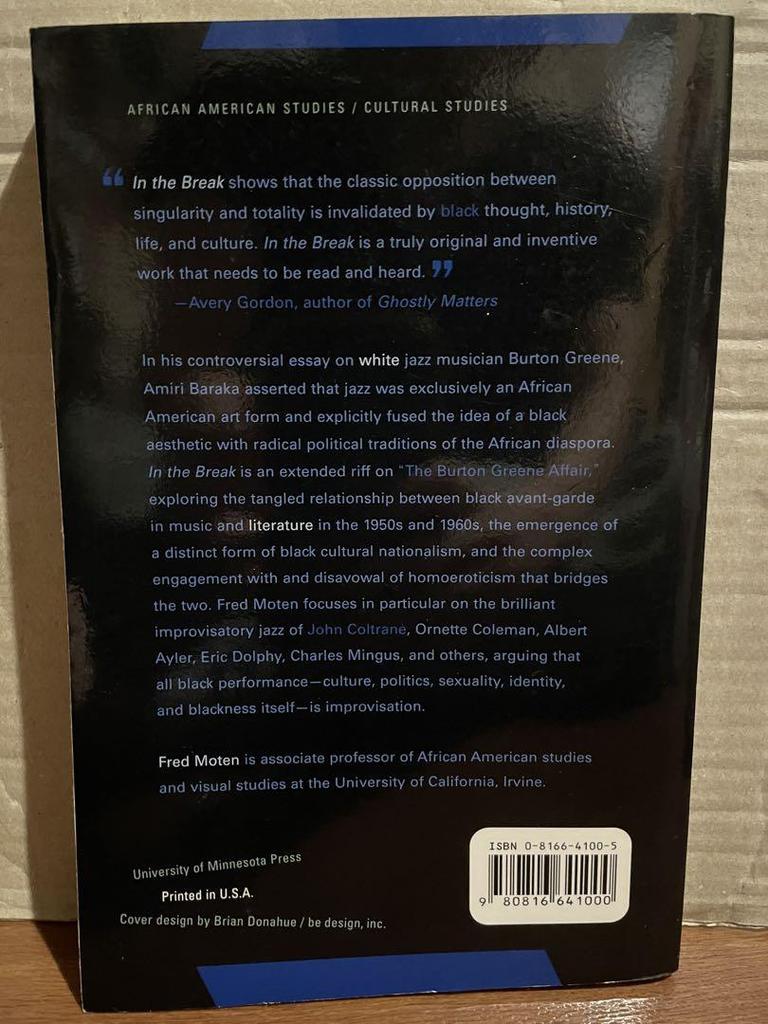 [USED] In the Break by Fred Moten