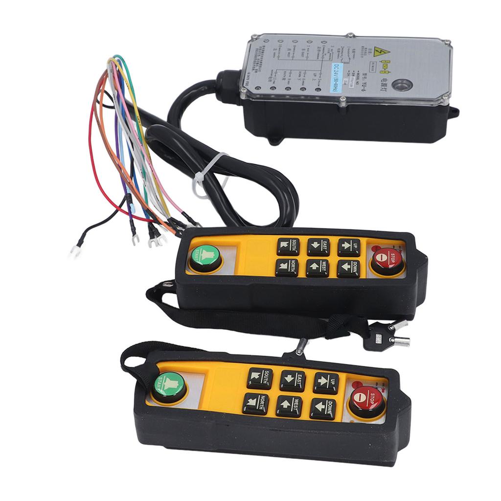 Industrial Wireless Crane Remote Control Kit DC24V Electric Lift Hoist Transmitter Receiver with Lock 2 Handle YU 6