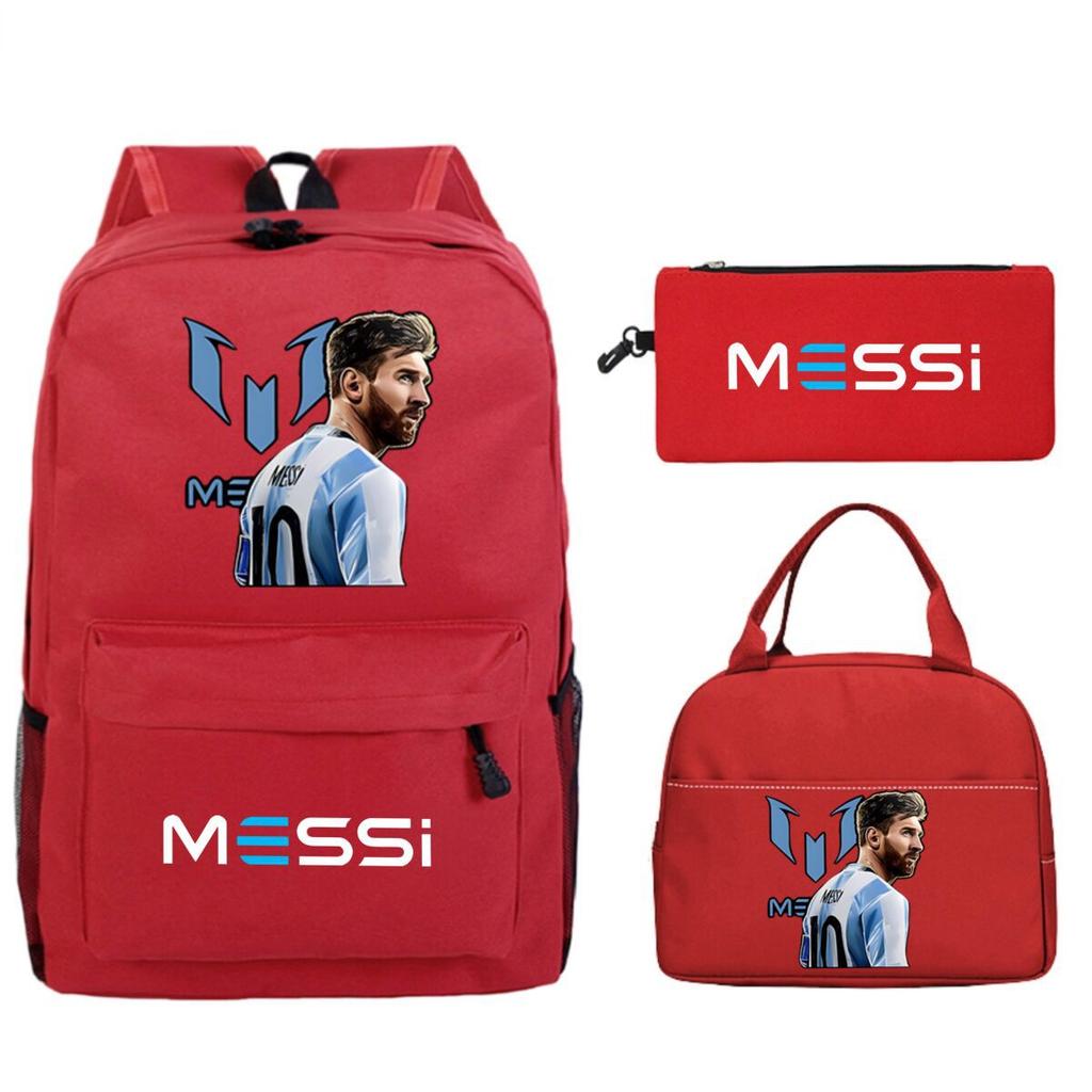 Football Star Peripheral Printed Backpack, Primary And Secondary School Children'S Three-Piece Simple Schoolbag
