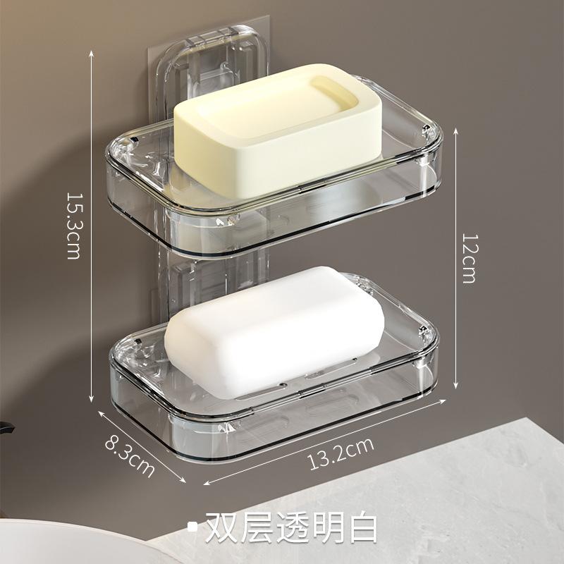 3633 Punch-free Soap Box Double-layer Draining Soap Box Household Bathroom Countertop Soap Rack Bathroom Rack