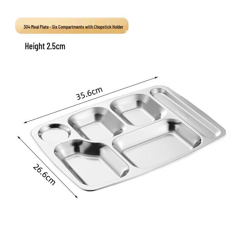 Food-Grade Stainless Steel Rectangular Partitioned Meal Trays