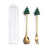 Cartoon Christmas Tree Stainless Steel Dessert Cutlery Set: Cute Fruit Fork & Spoon Gift