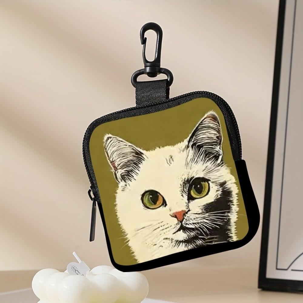 Trendy Mini Cat Coin Purse Water-resistant Lightweight Zipper Storage Bag PVC Portable Wallet Friends Gift