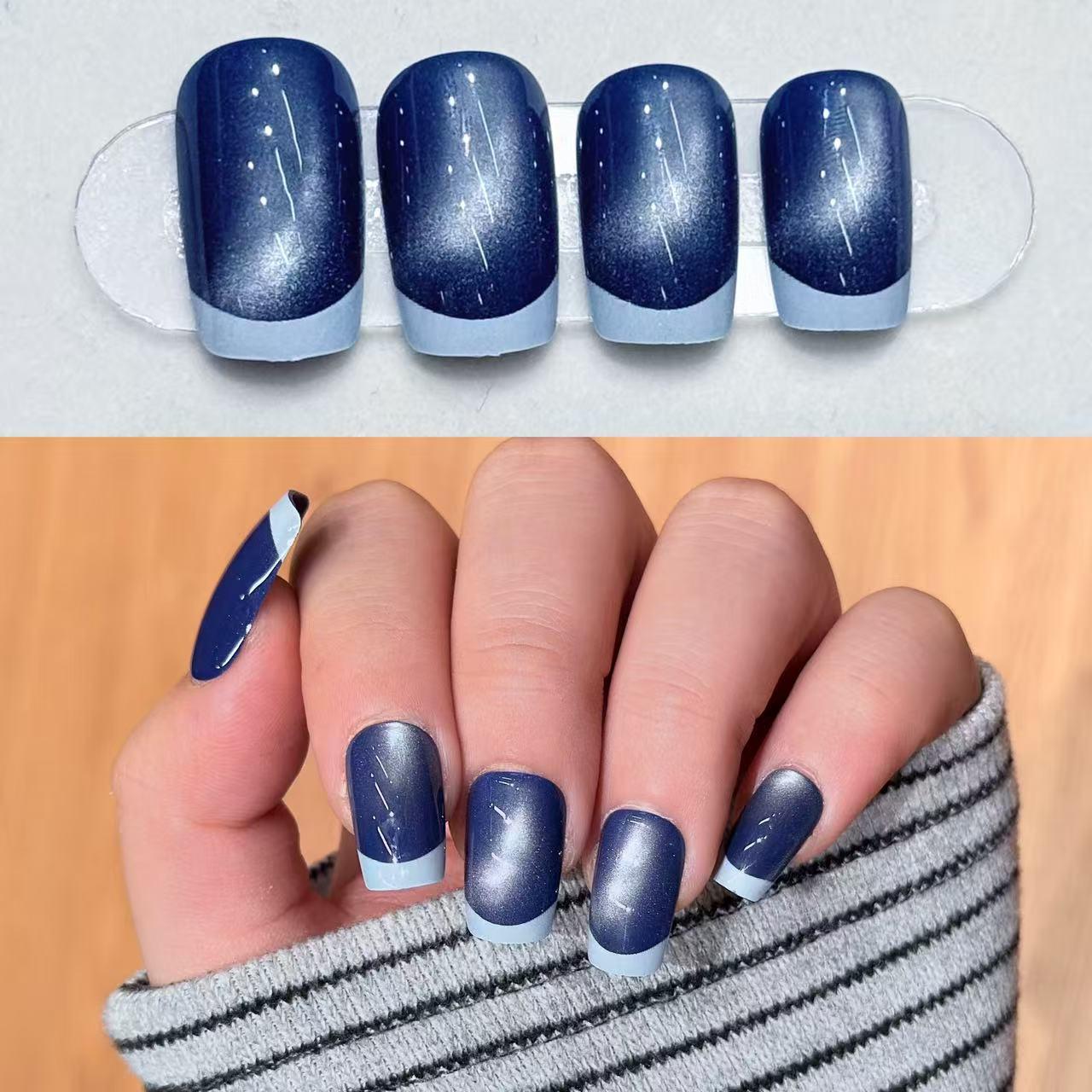 

24-Piece Autumn/Winter Multi-Color Glass Bead Whitening Press-On Nail Stickers