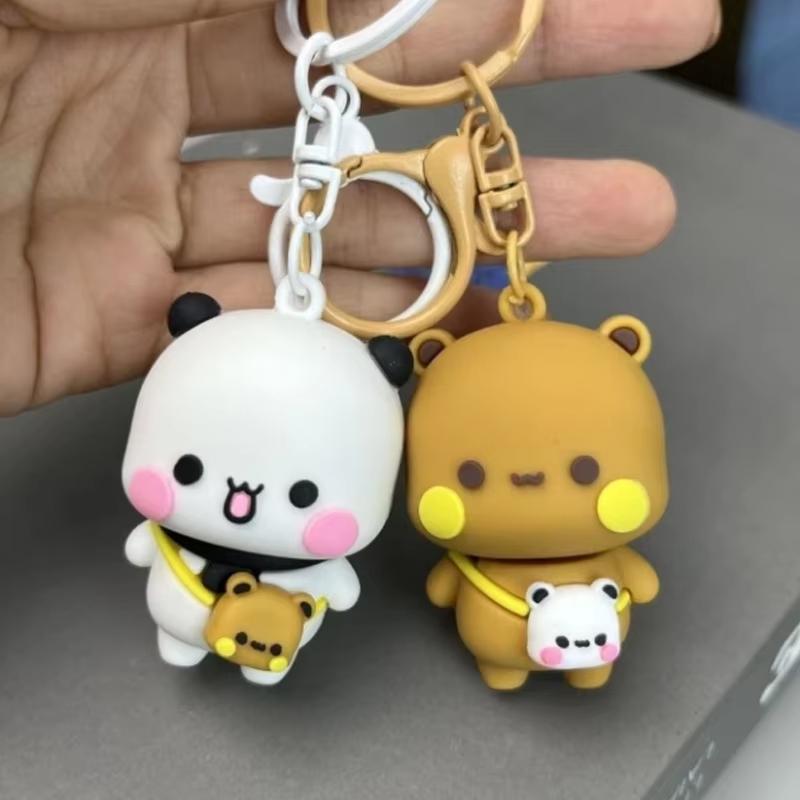 1/2 Stück Neue Panda Bubu und Yier Plüsch Anhänger Schlüsselanhänger Puppen Niedlicher Cartoon Panda Bär Schlüsselanhänger Rucksackanhänger Paargeschenke