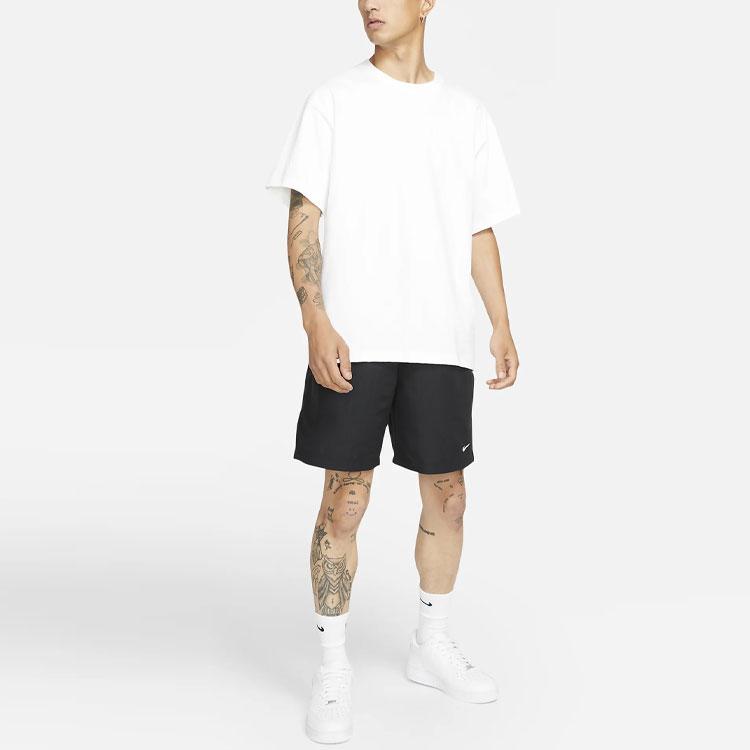 Nike Sportswear Logo Micro Mark Breathable Solid Color Casual Sports Shorts Men Black DM4402-010