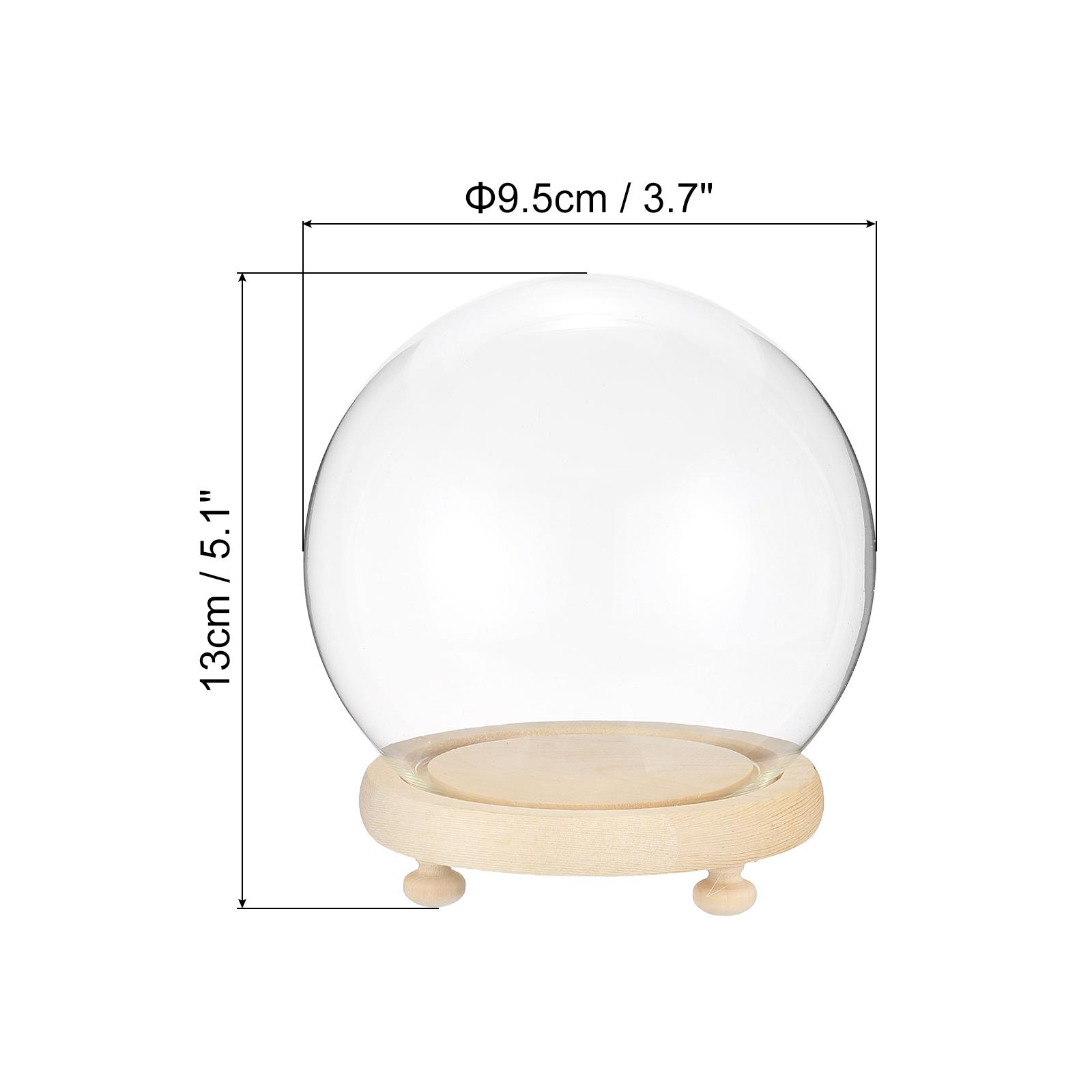 

3.7 x5.1 Круглый стеклянный выставочный купол-клош для растений, свечей, цвет дерева/белый
