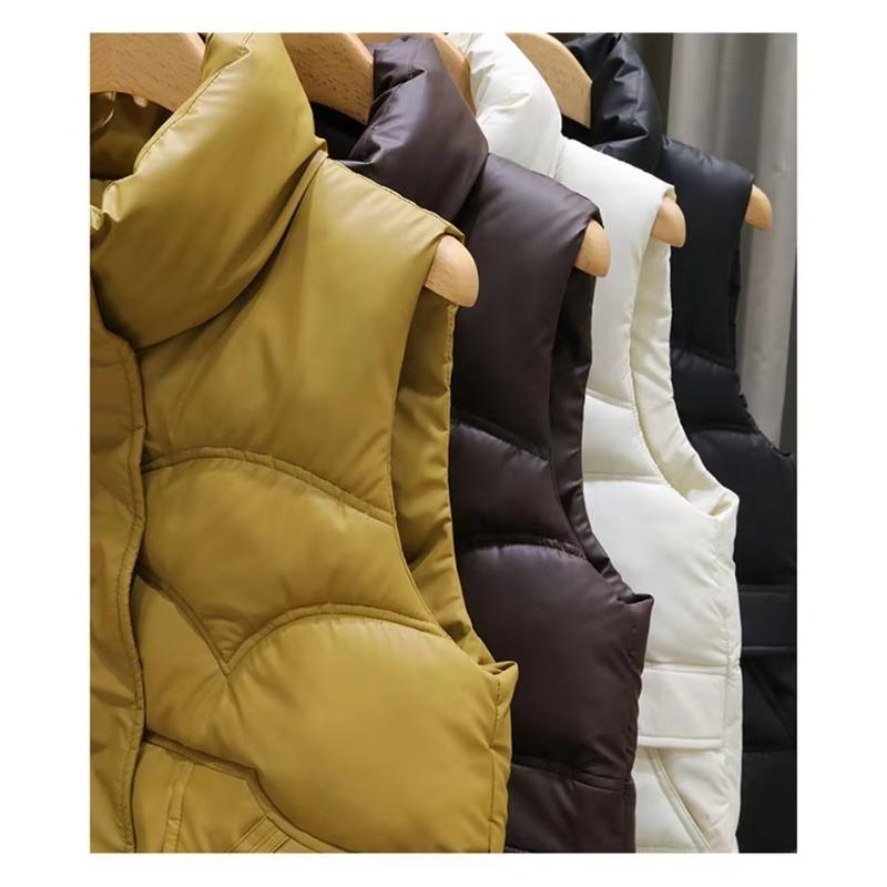 Down Vest Women Autumn Winter Fashion Stand Collar All-Match Warm Sleeveless Waistcoat Jacket Ladies