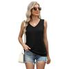 Women's Spring and Summer New V-neck Solid Colour Vest Loose Sleeveless T-shirt Casual Tops